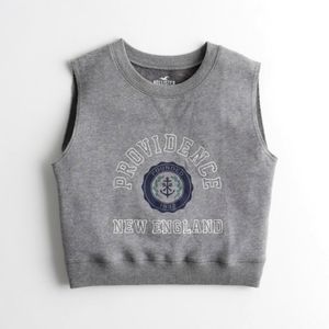 Hollister - Oversized Sleeveless Croped Grey Sweatshirt (size small)